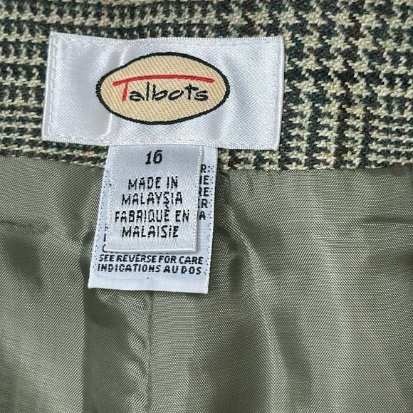 Talbots 100% Wool Fully Lined Houndstooth Slacks Size 16 - Picture 7 of 11